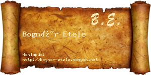 Bognár Etele névjegykártya